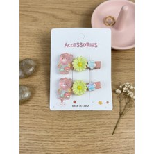 Happy Aksesuar Kostümlü Hayvan Papatya Yıldız Model Soft Renk Çocuk 2'li Pens Toka (5 Cm)