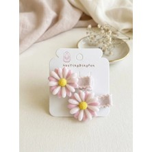 Happy Aksesuar Papatya Figürlü Soft Renk 2'li Çocuk Pens Toka (4 Cm)