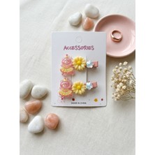 Happy Aksesuar Kostümlü Hayvan Papatya Yıldız Model Soft Renk Çocuk 2'li Pens Toka (5 Cm)