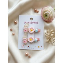 Happy Aksesuar Kostümlü Hayvan Papatya Yıldız Model Soft Renk Çocuk 2'li Pens Toka (5 Cm)