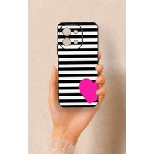 Vip Case Vivo Y28 Uyumlu Çizgili Kalp Desenli Silikon Kılıf