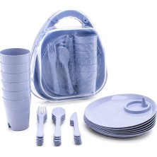Tuğraçelik Mienca MRD-473 Clean Life KSK-108 Piknik Seti - 32 Parça Renkli Plastik Çantalı- 12'li Paket