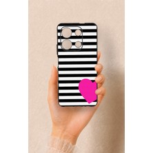 Vip Case Infinix Note 30 Uyumlu Çizgili Kalp Desenli Silikon Kılıf