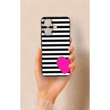Vip Case Vivo V60 Lite Uyumlu Çizgili Kalp Desenli Silikon Kılıf