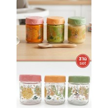 Flora 3’lü Bebek Cam Mama Kabı Seti, Sızdırmaz Conta Kapaklı Cam Mama Yoğurt Gıda Kavanozu 3X200ML