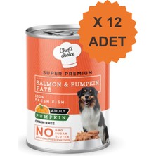 Chef's Choice Chefs Choice Hipoalerjenik Somonlu ve Balkabaklı Tahılsız Ezme Yetişkin Köpek Konservesi 400GR x 12 Adet