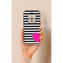 Vip Case Redmi Note 15 Pro 5g Uyumlu Çizgili Kalp Desenli Silikon Kılıf