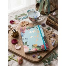 Dörtel Tedarik "why Not " Çiçek Mottolu Tasarım Çizgisiz Defter Karton Kapak 60 Yaprak Çok Renkli