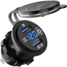 MELLİFERA Karavan Tekne Yat 12-24V  Çift USB On Off Anahtarlı Voltaj Güç Ekranı Şarj Soketi
