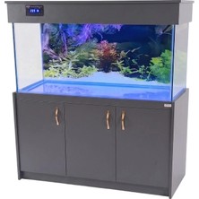 Kanki Pet 150X50X60 cm 450 Lt Antrasit Gri Mdf Mobilyalı Dijital Göstergeli Akvaryum