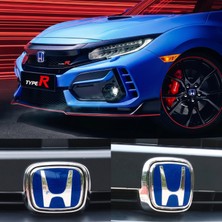 Stilix Garage Honda Civic Fc5 2016-2021 Ön ve Arka Panjur Direksiyon Logosu Mavi Ithal Ürün 3 Parça
