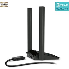 Başcılar TX20U Plus, AX1800 Mbps Çift Antenli Yüksek Kazanımlı Kablosuz USB Adaptör, 1 Metre USB 3.0 Kablosu,