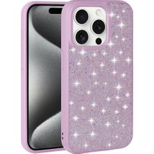 iPhone 15 Pro Max Kılıf Simli Pırlanta Taşlı Kamera Yükseltili Silikon Ogaa