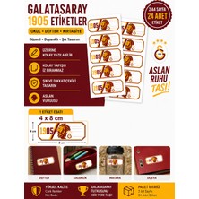 Kırtasiye Turuncu Galatasaray 1905 Aslan Temalı Etiket 24 Adet – 2 A4 – 4x8 cm – Okul Defter Kırtasiye Etiketi