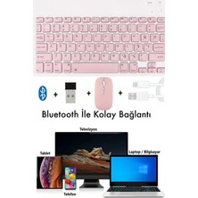 TekNetStore Kablosuz Bluetooth Türkçe Q Klavye Mouse Seti Tablet / Telefon / Laptop / Macbook / Tv Ile Tam Uyum