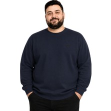 Battal Moda Erkek Büyük Beden Lacivert Oysho Kumaş Tt Sweatshirt 3xl-4xl-5xl-6xl