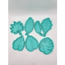 Craftelle Doğa Temalı Yaprak Figürlü Özel Tasarım Seramik, Kurabiye ve Hamur Kalıbı, 7 Parça