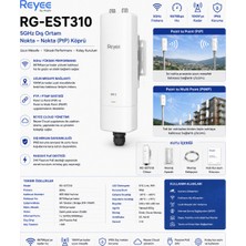 Reyee RG-EST310 5ghz Dış Ortam Noktadan Noktaya Access Point, Kutu Içeriği 2 Adet, 867 Mbps, Bulut Y