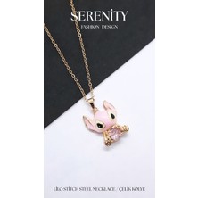 Renkli Mineli Lilo Stitch Çelik Kolye