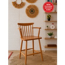 Silla Kollu Yıldız Bar Sandalyesi Naturel Ahşap Ada Sandalye