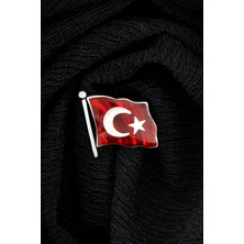 Mineli Türk Bayrağı Gümüş Rozet