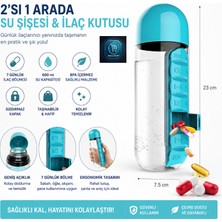 Mavi Concept Su Şişesi & Ilaç Kutusu 2'si 1 Arada 600 ml Matara Suluk