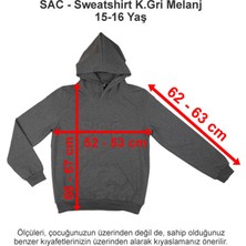 Sev Amerikan Koleji Sweatshirt Koyu Gri Melanj 2 Iplik 15-16 Yaş