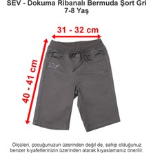 Sev Okulları Dokuma Ribanalı Bermuda Şort Gri 7-8 Yaş