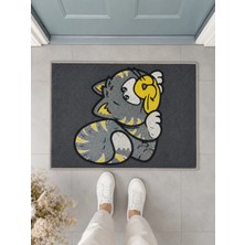 Suare Concept Sevimli Kedi Desenli Kapı Önü Paspası 40X60 cm - Dijital Baskılı Yıkanabilir Kaymaz Taban Paspas