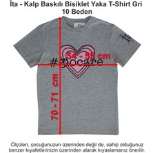Ita Okulları Kalp Baskılı Bisiklet Yaka T-Shirt Gri 10 Beden