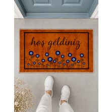 Suare Concept Nazar Boncuğu Çiçekli Hoş Geldiniz Kapı Önü Paspası 40X60 cm - Yıkanabilir Kaymaz Taban Paspas