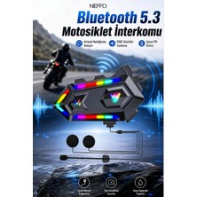 Neffo v20 Motosiklet Kask Kulaklık Intercom Işıklı Motorsiklet Interkom