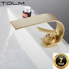 İthal Faucet Banyo Lavabo Bataryası Mat Gold Renk Şelale Yeni Model 7 Yıl Garantili İthal