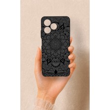 Vip Case Realme C53 Uyumlu Siyah Beyaz Mandala Desenli Silikon Kılıf