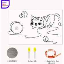 Fapatech Lightcircuit Kitty Kedi Elektrik Kağıt Devre Eğitim Kiti | Paper Circuits Elektrik Deney| Stem CR2032 LED ve Bakır Iletken Bant