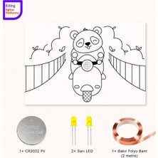 Fapatech Lightcircuit Sevimli Doğa Ayı Elektrik Kağıt Devre Eğitim Kiti | Paper Circuits Elektrik Deney| Stem CR2032 LED ve Bakır Iletken Bant