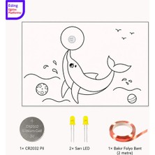Fapatech Lightcircuit Sevimli Yunus Balığı Elektrik Kağıt Devre Eğitim Kiti | Paper Circuits Elektrik Deney| Stem CR2032 LED ve Bakır Iletken Bant