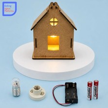 Fapatech Stem Işıklı Ahşap Ev Elektrik Deney Kendin Yap Kiti | Dıy Light-Up Wooden House | Basit Elektrik Devresi ve Fen Bilimleri Eğitim Seti