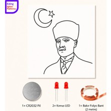 Fapatech Lightcircuit Atatürk Türk Bayrağı Kağıt Devre Eğitim Kiti | Paper Circuits Elektrik Deney| Stem CR2032 LED ve Bakır Iletken Bant