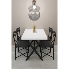 Modern Yemek Masası Takımı 70X110 cm Oval Mutfak Masası & 4 Adet Tonet Model Kumaş Döşemeli Sandalye