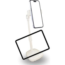 Hepsi Uygunn Masa Üstü Tablet ve Telefon Tutucu Plastik Aparat Beyaz Telefon Standı