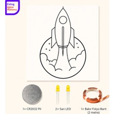 Fapatech Lightcircuit Uzay Roket Elektrik Kağıt Devre Eğitim Kiti | Paper Circuits Elektrik Deney| Stem CR2032 LED ve Bakır Iletken Bant