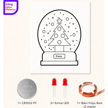 Fapatech Lightcircuit Yılbaşı Kar Küresi Elektrik Kağıt Devre Eğitim Kiti | Paper Circuits Elektrik Deney| Stem CR2032 LED ve Bakır Iletken Bant