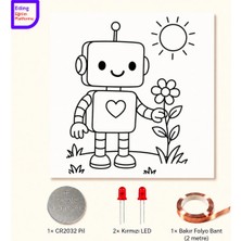 Fapatech Lightcircuit Çiçek Robot Elektrik Kağıt Devre Eğitim Kiti | Paper Circuits Elektrik Deney| Stem CR2032 LED ve Bakır Iletken Bant