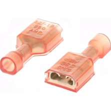 Fapatech Amp 22 - 18 250 Faston Kırmızı Yalıtımlı Dişi Spade Konnektör Hızlı Bağlantı Kesme Sıkıştırma Terminali 22 Awg - 18 Awg - 1 Adet
