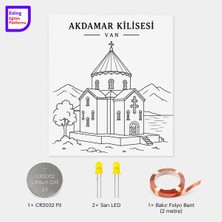 Fapatech Eding Lightcircuit Coğrafya Van Akdamar Kilisesi Elektrik Kağıt Devre Eğitim Kiti | Paper Circuits Elektrik Deney| Stem CR2032 LED ve Bakır Iletken Bant