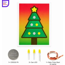 Fapatech Eding Lightcircuit Yeni Yıl Yılbaşı Ağacı Elektrik Kağıt Devre Eğitim Kiti | Paper Circuits Elektrik Deney| Stem CR2032 LED ve Bakır Iletken Bant