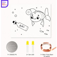 Fapatech Lightcircuit Deniz Hayvanları Balık Anglerfish Kağıt Devre Eğitim Kiti | Paper Circuits Elektrik Deney| Stem CR2032 LED ve Bakır Iletken Bant