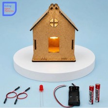 Fapatech Stem Işıklı Ahşap Ev Basit Elektrik Devresi Kendin Yap Kiti | Dıy Light-Up Wooden House | Basit Elektrik Devresi ve Fen Bilimleri Eğitim Seti