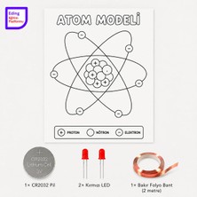 Fapatech Lightcircuit Fen Bilimleri Atom Modeli Kağıt Devre Eğitim Kiti | Elektrik Deney| Stem Fen CR2032 LED ve Bakır Iletken Bant